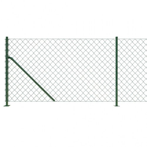 Trådhegn med flange 0,8 × 10 m - grøn, galvaniseret stål med PVC