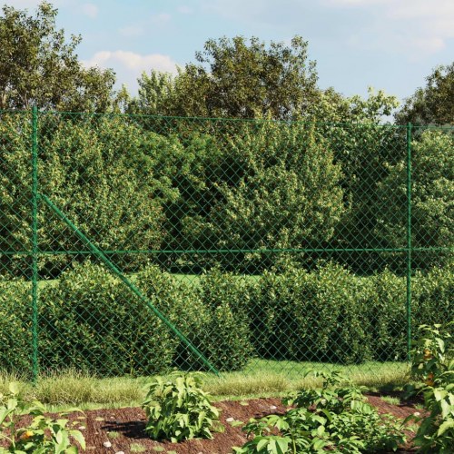 Trådhegn med flange 1,4 × 25 m - grøn PVC-belagt, galvaniseret stål