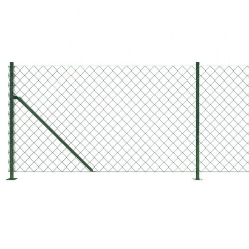 Trådhegn med flange 0,8 × 25 m - grøn, galvaniseret stål med PVC-belægning
