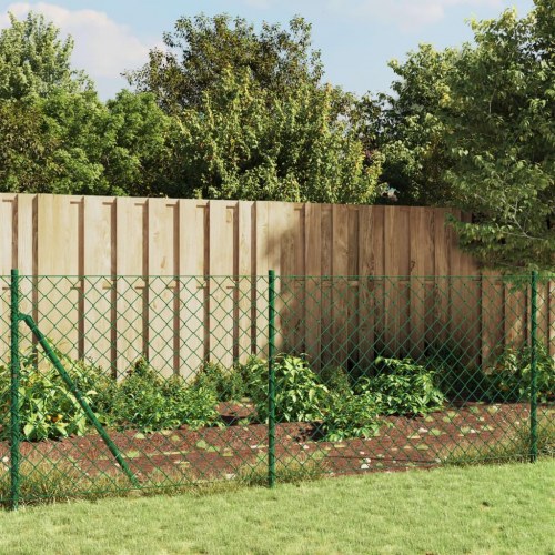 Trådhegn med flange 1,1 × 25 m - grøn, galvaniseret stål med PVC-belægning