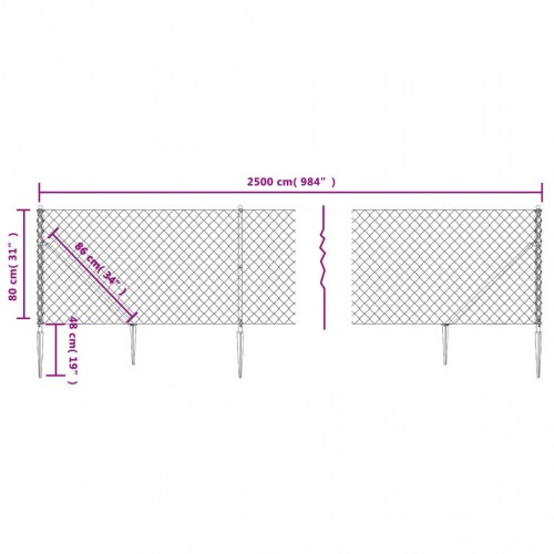 Trådhegn med jordspyd 0,8 × 25 m - grøn, galvaniseret stål med PVC