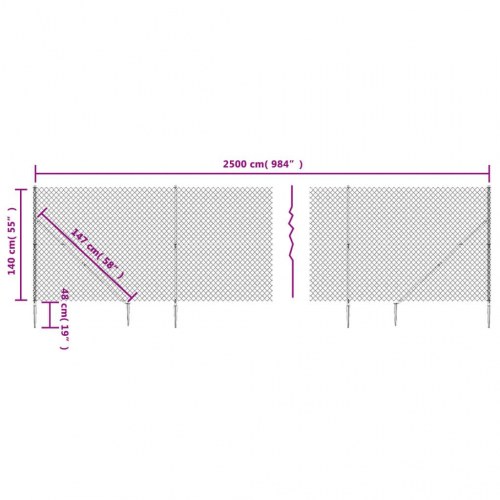 Trådhegn med jordspyd 1,4 × 25 m - grøn, galvaniseret stål med PVC
