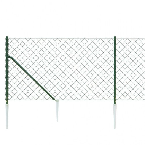 Trådhegn med jordspyd 1 × 25 m - grøn PVC-belagt stål