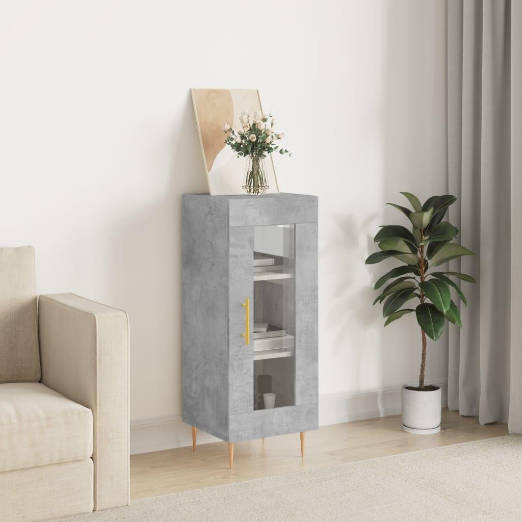 Skænk i konstrueret træ med glaslåge - betongrå 34,5 × 34 × 90 cm