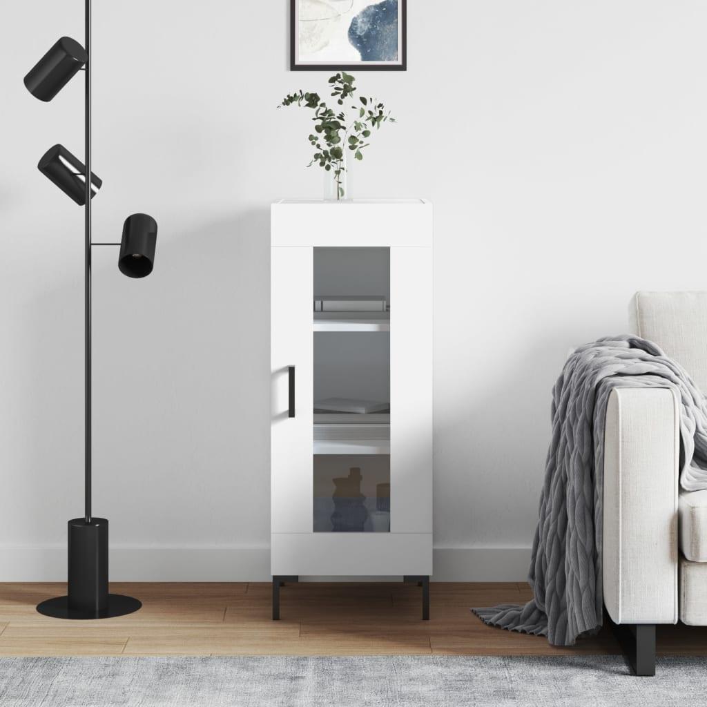 Skænk med glaslåge 34,5×34×90 cm - hvid konstrueret træ