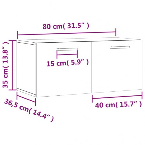 Vægskab 80x36,5x35 cm konstrueret træ brun egetræsfarve