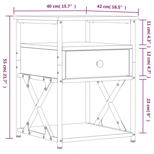 Sengeborde 2 stk. 40x42x55 cm konstrueret træ røget egetræ
