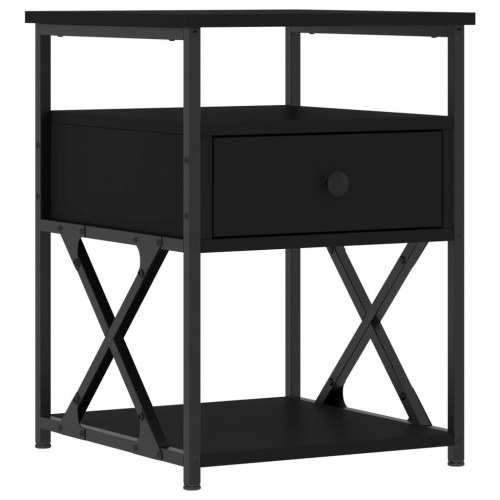Sengeborde 2 stk. i sort konstrueret træ med jernstel - 40×42×55 cm