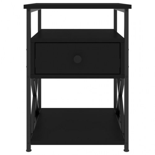 Sengeborde 2 stk. i sort konstrueret træ med jernstel - 40×42×55 cm