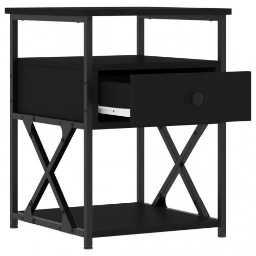 Sengeborde 2 stk. i sort konstrueret træ med jernstel - 40×42×55 cm
