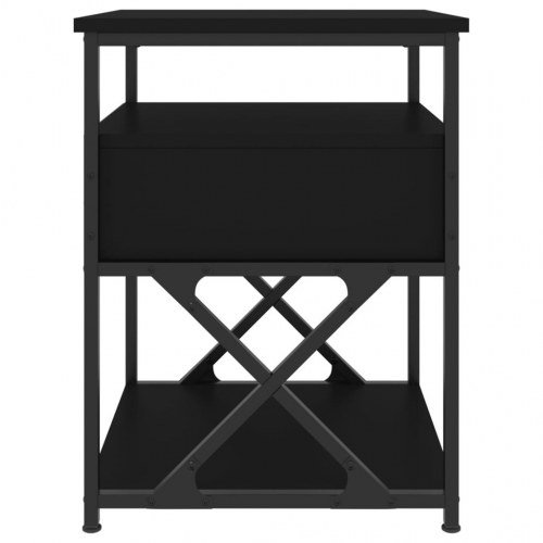 Sengeborde 2 stk. i sort konstrueret træ med jernstel - 40×42×55 cm