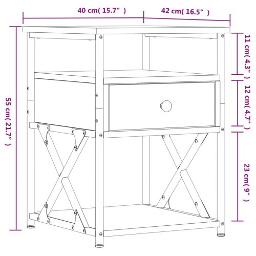 Sengeborde 2 stk. 40x42x55 cm konstrueret træ sonoma-eg