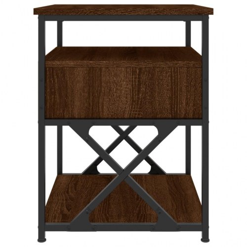 Sengeborde 2 stk. i brunt egetræ look - 40 × 42 × 55 cm, konstrueret træ og jern