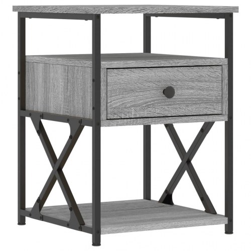 Sengeborde 2 stk. - 40×42×55 cm i grå sonoma-eg, konstrueret træ og jern
