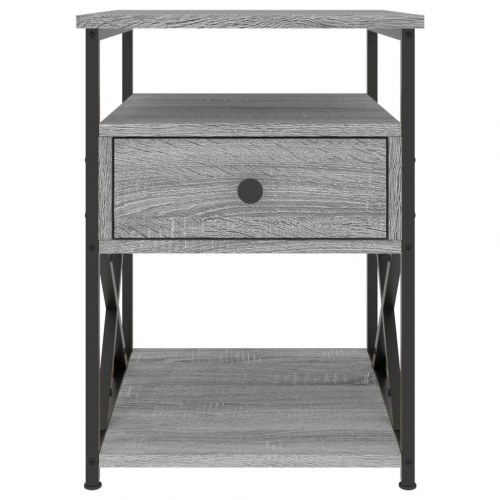 Sengeborde 2 stk. - 40×42×55 cm i grå sonoma-eg, konstrueret træ og jern