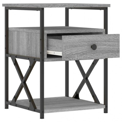 Sengeborde 2 stk. - 40×42×55 cm i grå sonoma-eg, konstrueret træ og jern