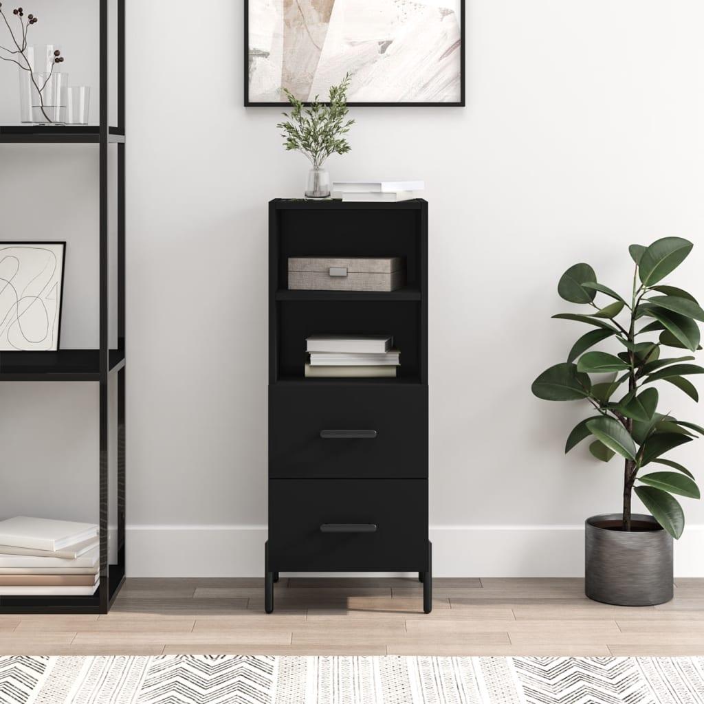 Skænk 34,5 × 34 × 90 cm i konstrueret træ - sort med metalben