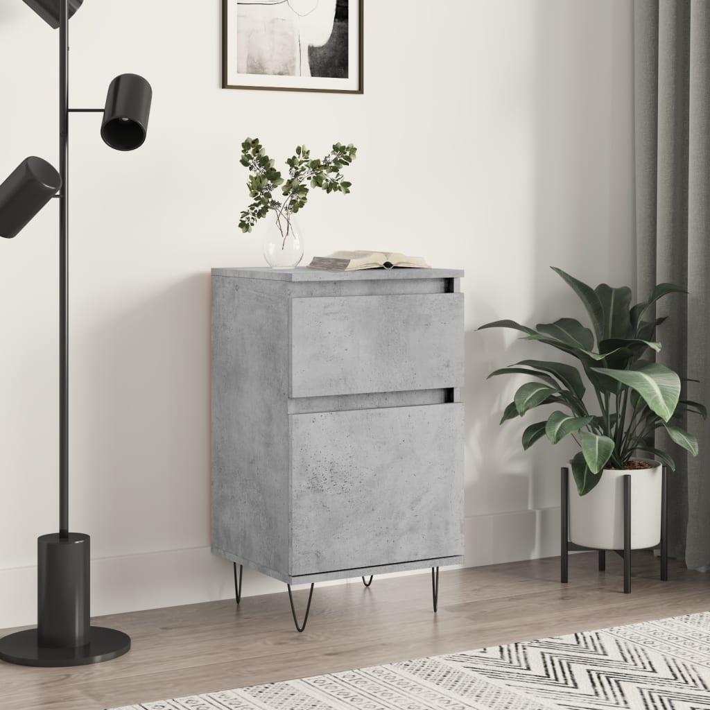 Skænk 40×35×70 cm i konstrueret træ - betongrå med jernben