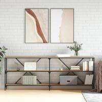 Konsolbord 200x30x75 cm konstrueret træ og jern sonoma-eg