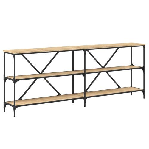 Konsolbord 200x30x75 cm konstrueret træ og jern sonoma-eg