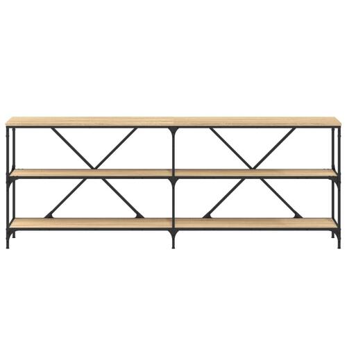 Konsolbord 200x30x75 cm konstrueret træ og jern sonoma-eg
