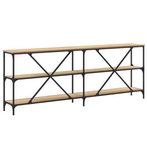 Konsolbord 200x30x75 cm konstrueret træ og jern sonoma-eg