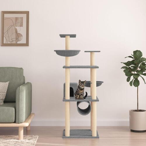 Kradsetræ med sisalstolper 141 cm lysegrå