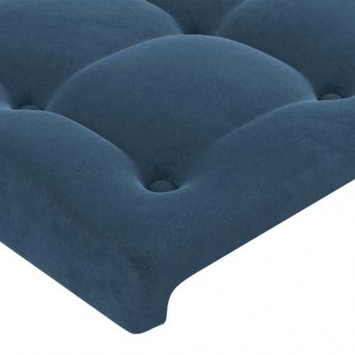 Sengegavl med LED-lys i fløjl 163 x 16 x 118/128 cm - mørkeblå