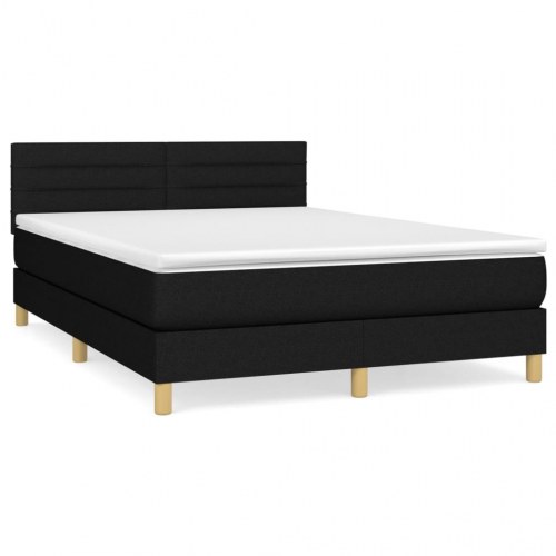 Kontinentalseng med madras 140×190 cm - stof, sort