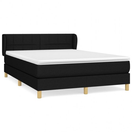Kontinentalseng med madras 140×190 cm - stof, sort