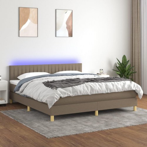 Kontinentalseng med LED-lys 180×200 cm - stof gråbrun
