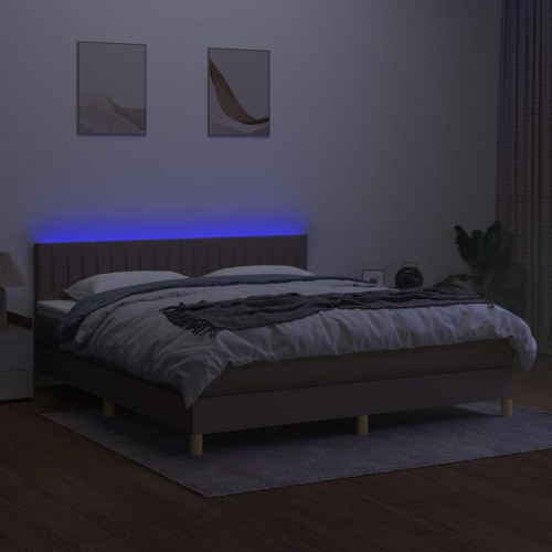 Kontinentalseng med LED-lys 180×200 cm - stof gråbrun