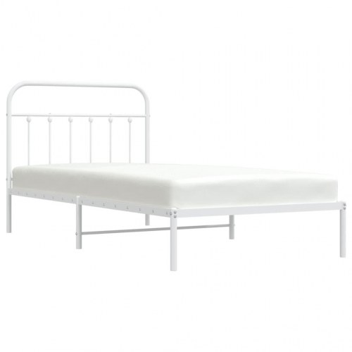 Sengeramme med sengegavl 100×200 cm - metal, hvid