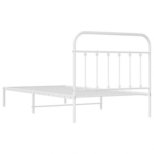 Sengeramme med sengegavl 100×200 cm - metal, hvid