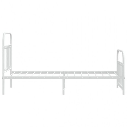 Sengeramme med sengegavl og fodgærde 90x190 cm metal hvid