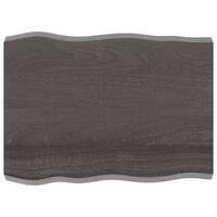 Bordplade 80x60x6 cm naturlig kant behandlet egetræ mørkegrå