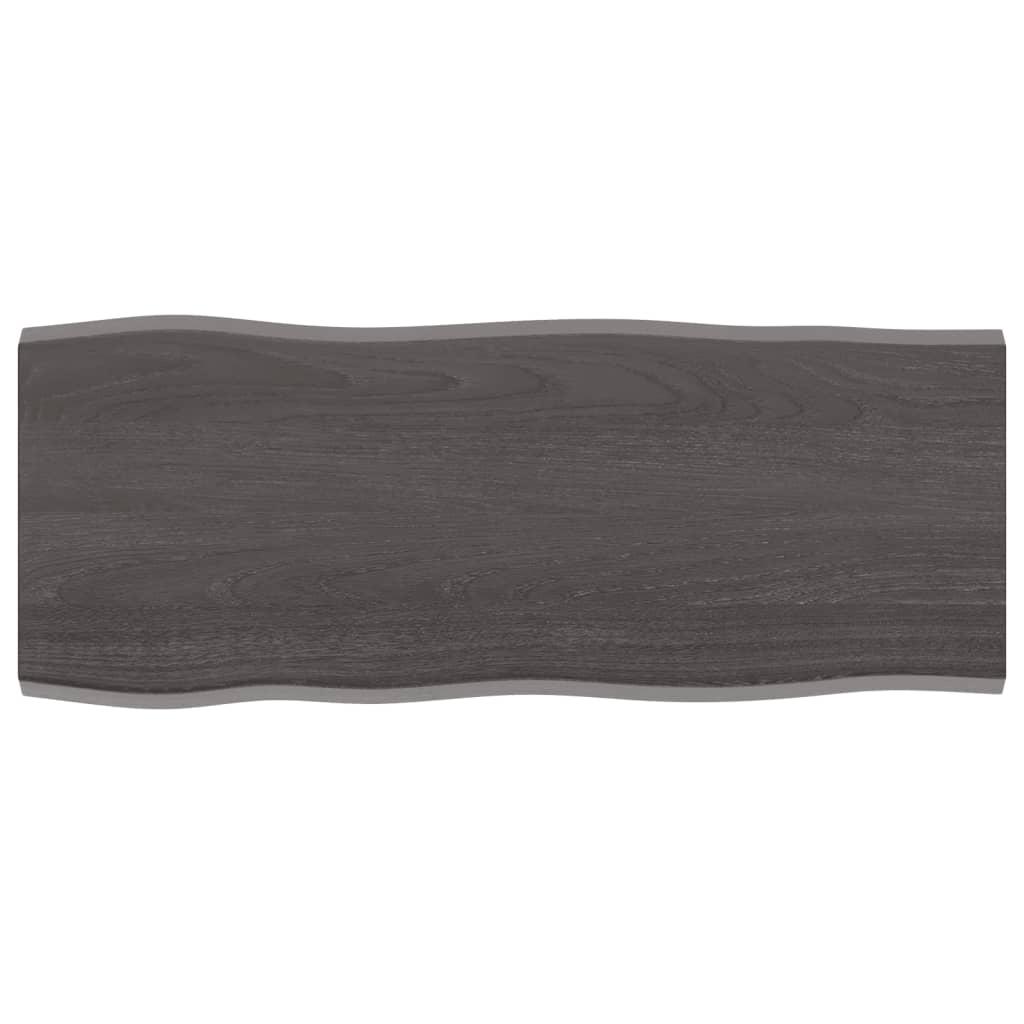 Bordplade 100x40x2 Cm Naturlig Kant Behandlet Egetræ Mørkebrun