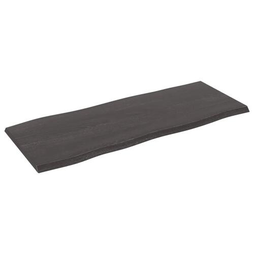 Bordplade 100x40x2 cm naturlig kant behandlet egetræ mørkebrun