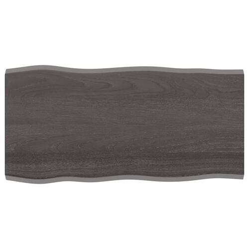 Bordplade 100x50x2 cm naturlig kant behandlet egetræ mørkebrun
