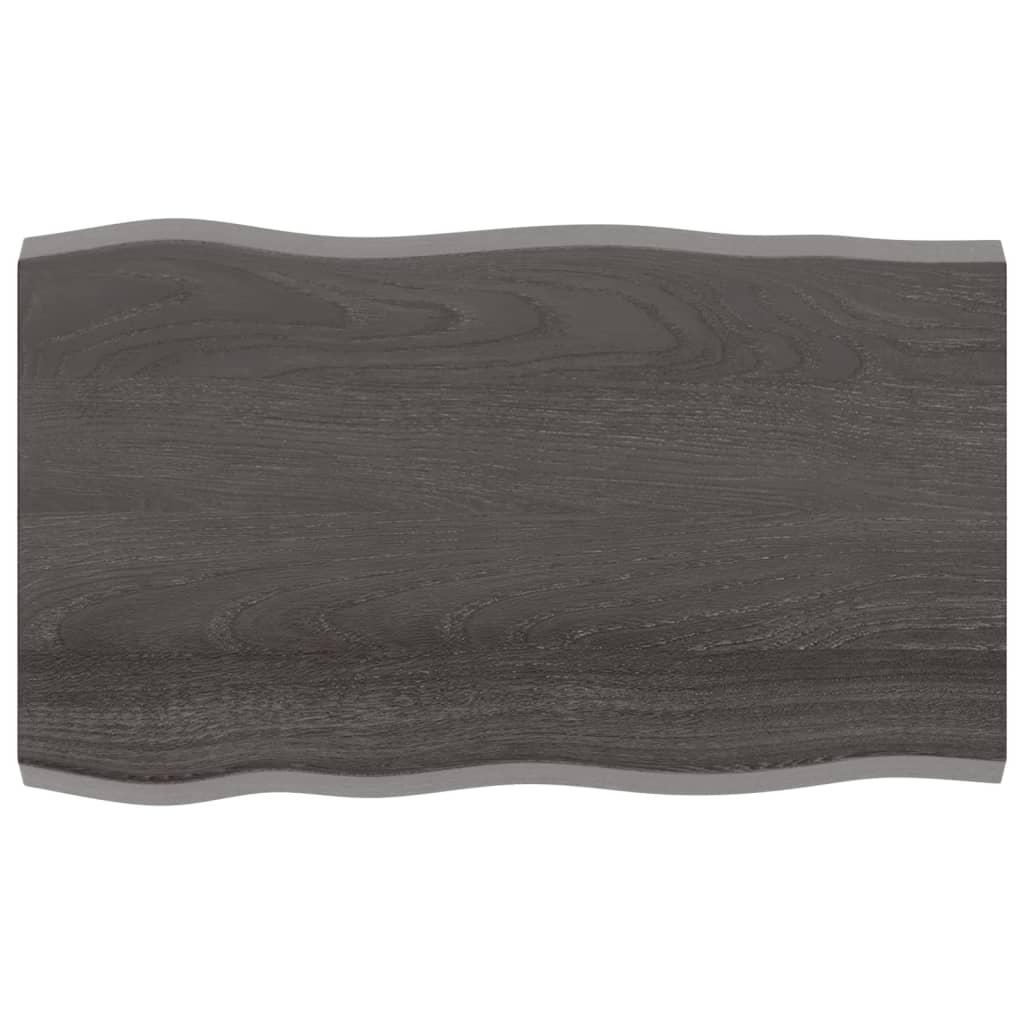 Bordplade 100x60x(2-4) cm naturlig kant behandlet træ mørkebrun