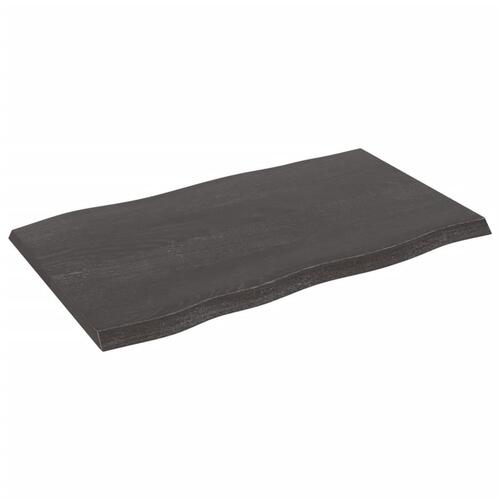 Bordplade 100x60x(2-4) cm naturlig kant behandlet træ mørkebrun