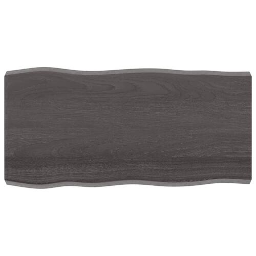 Bordplade 100x50x(2-6) cm naturlig kant behandlet træ mørkebrun