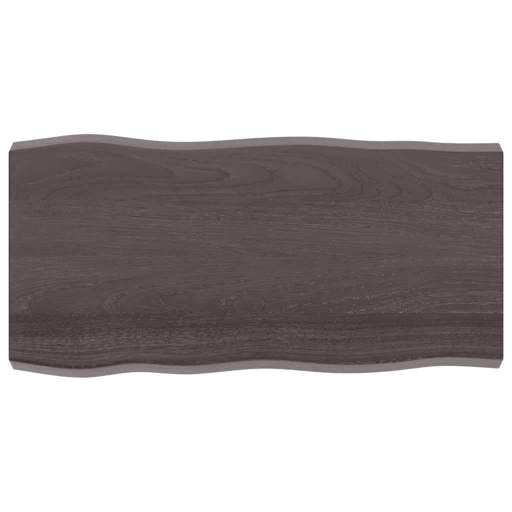 Bordplade 100x50x(2-6) cm naturlig kant behandlet træ mørkebrun