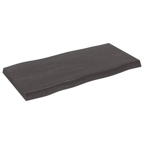Bordplade 100x50x(2-6) cm naturlig kant behandlet træ mørkebrun