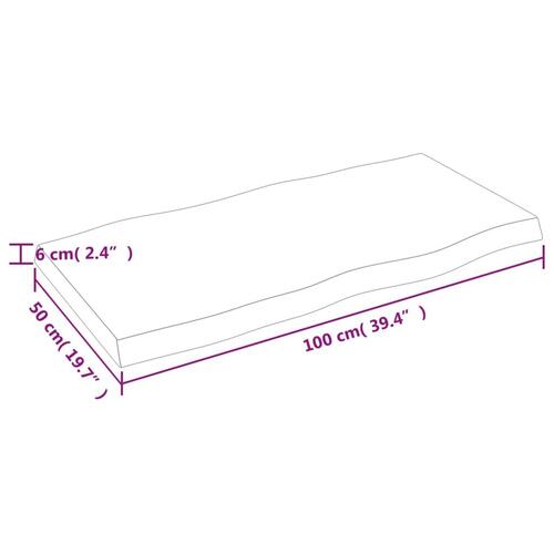 Bordplade 100x50x(2-6) cm naturlig kant behandlet træ mørkebrun