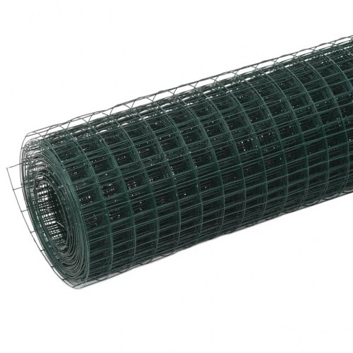 Hønsenet i galvaniseret stål med PVC-belægning 10 × 0,5 m - grøn