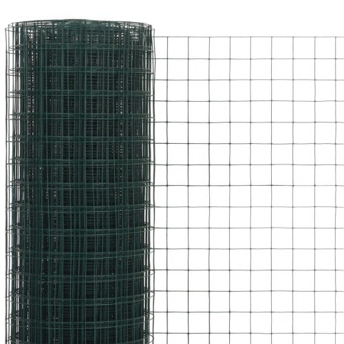 Hønsenet i galvaniseret stål med PVC-belægning 10 × 0,5 m - grøn