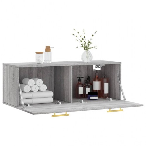 Vægskab 100 x 36,5 x 35 cm i konstrueret træ - grå sonoma-eg