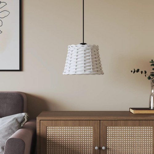 Lampeskærm til loftlampe Ø20 x 15 cm - flet, hvid