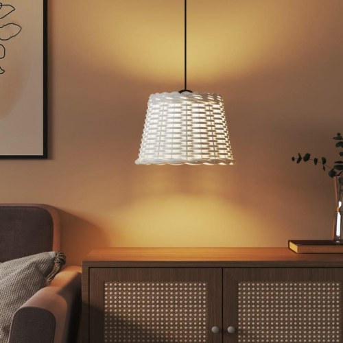 Lampeskærm til loftlampe Ø30 × 20 cm - flet, hvid